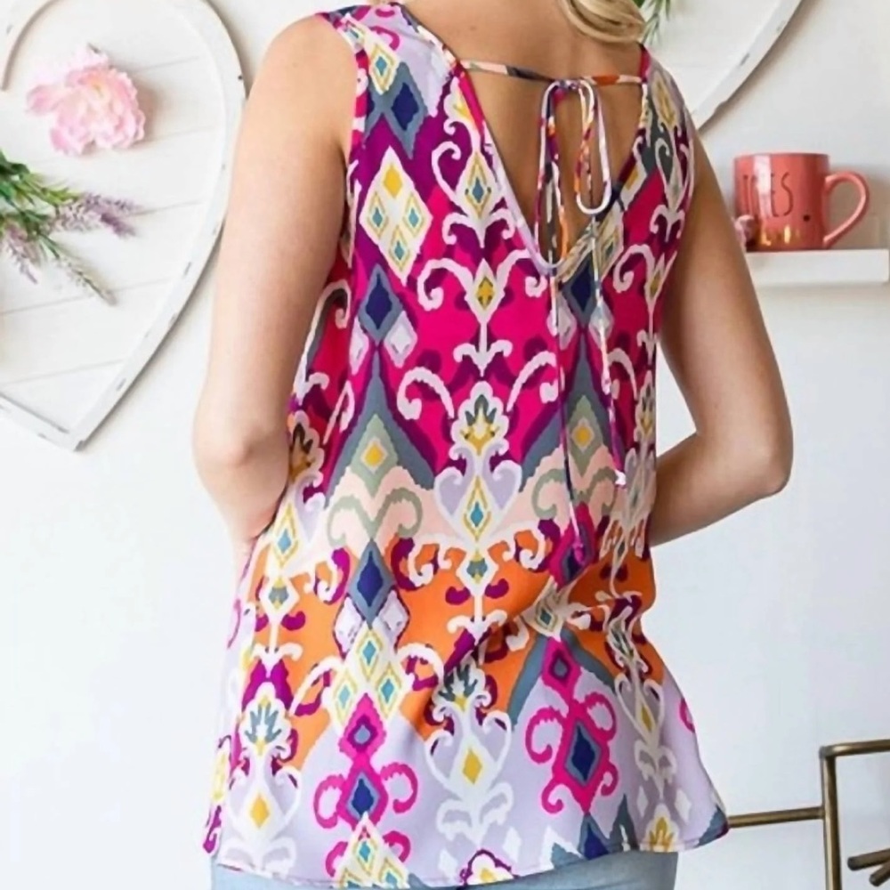 HEIMISH USA Pink and Multi Color Boho Southwestern Tunic
